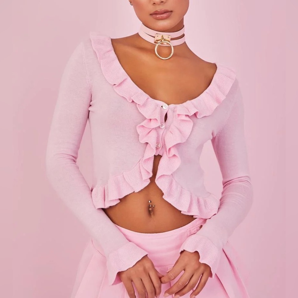 DollsKill pink cardigan